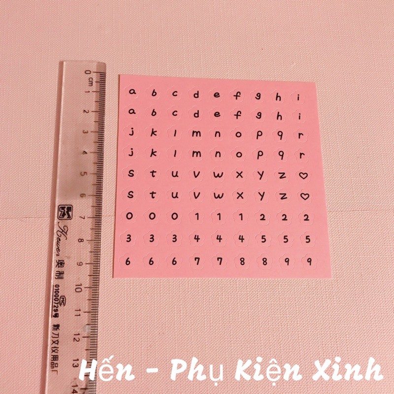 Sticker chữ kèm số nhỏ trang trí ghép tên nhiều màu