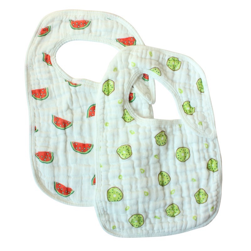 Set 2 yếm ăn vải cotton mềm mại in họa tiết đáng yêu cho bé