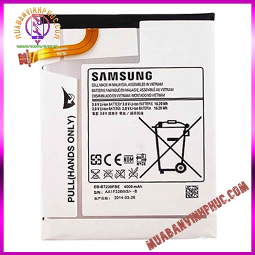 PIN SAMSUNG GALAXY TAB 4 (7.0) / T230 / T231 / T235 / EB-BT230FBE,DUNG LƯỢNG 4000MAH / BẢO HÀNH 12 THÁNG