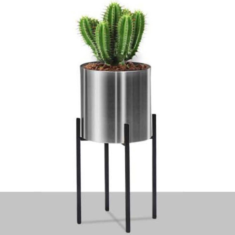 10X10X31cm Sier Flower Pot Decorative Vase Wrought Iron Stand Home