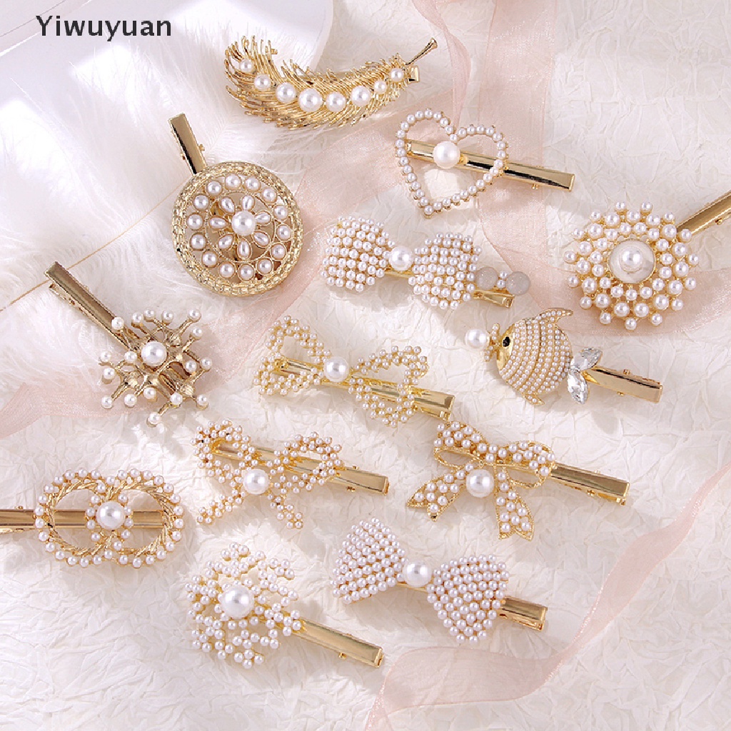 &lt; Yiwuyuan &gt; Kẹp Tóc Đính Kim Cương Giả Và Ngọc Trai Thời Trang Phổ Biến Dành Cho Bạn Nữ Đa