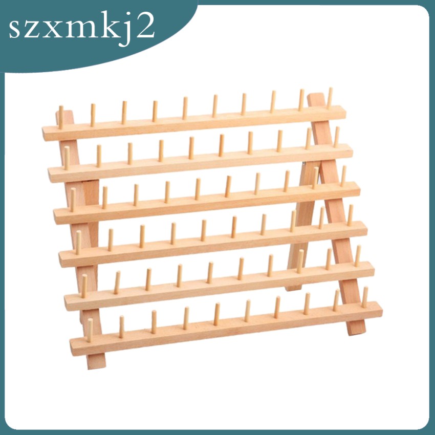 Giá Đựng 60 Cuộn Chỉ Bằng Gỗ