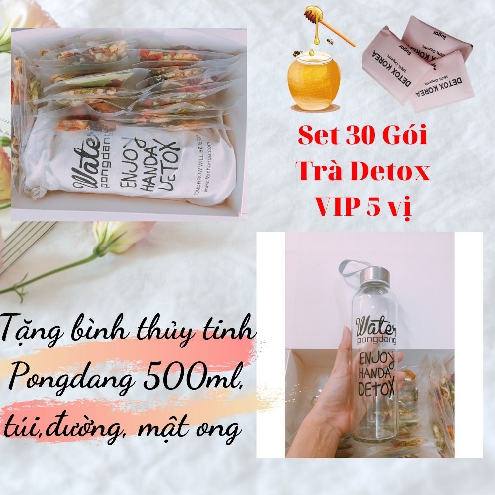 Set 30 gói detox VIP 5 vị hoa quả sấy khô. Tặng bình thủy tinh Pongdang 500ml, túi vải +3 gói đường+1hủ mật ong