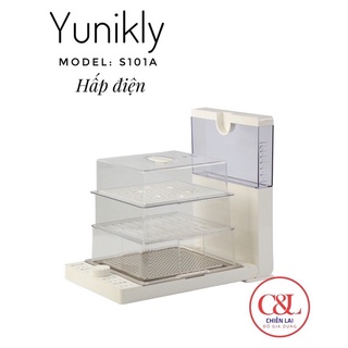 Nồi hấp điện 3 tầng YUNIKLY 10,8 lít xửng hấp inox gập đôi đa năng tiện lợi