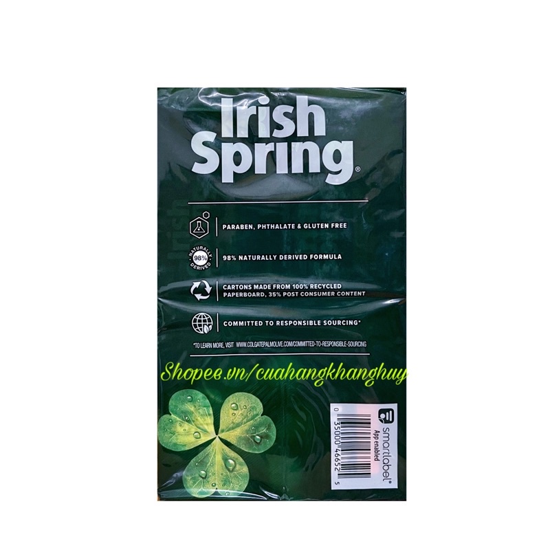 Xà bông cục nguyên lốc IRISH SPRING Original, Mẫu mới (20 cục x 104.8 g)