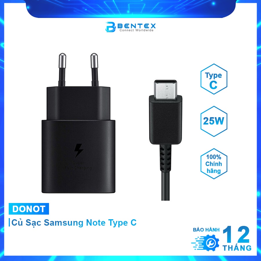 Củ Sạc Nhanh 25W Chính Hãng chân Type C Dành Cho Note 10/Note10+ - 25W Bảo Hành 12 Tháng BENTEX
