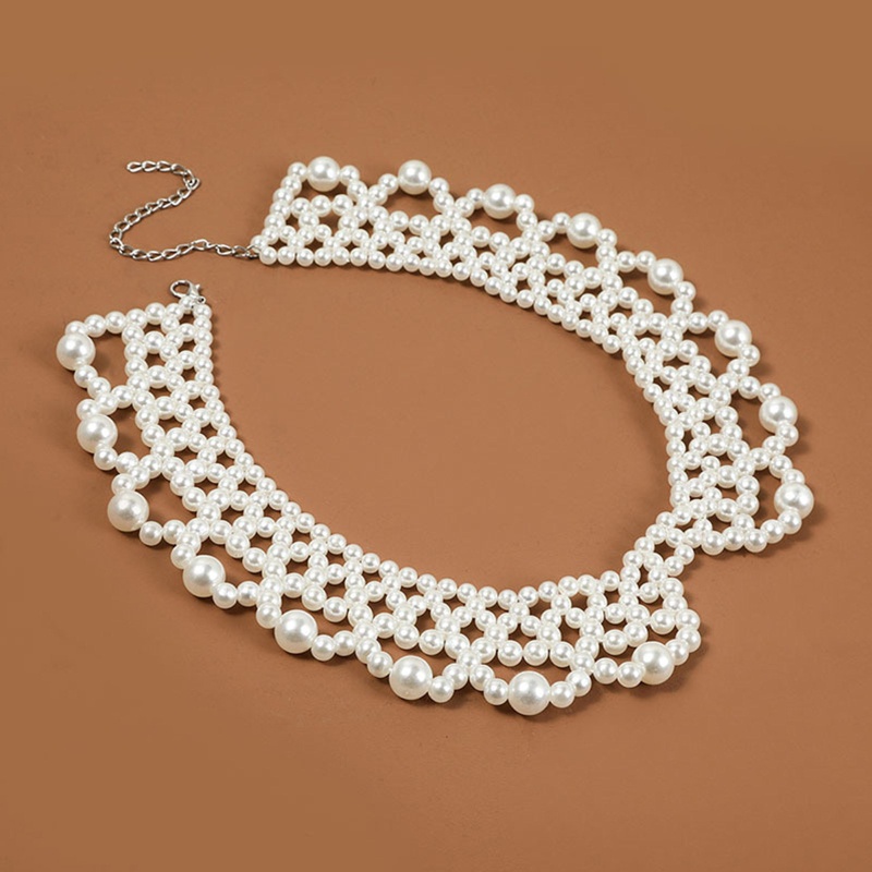 Vòng Cổ Choker Đính Hạt Ngọc Trai Nhân Tạo Kiểu Dáng Tối Giản
