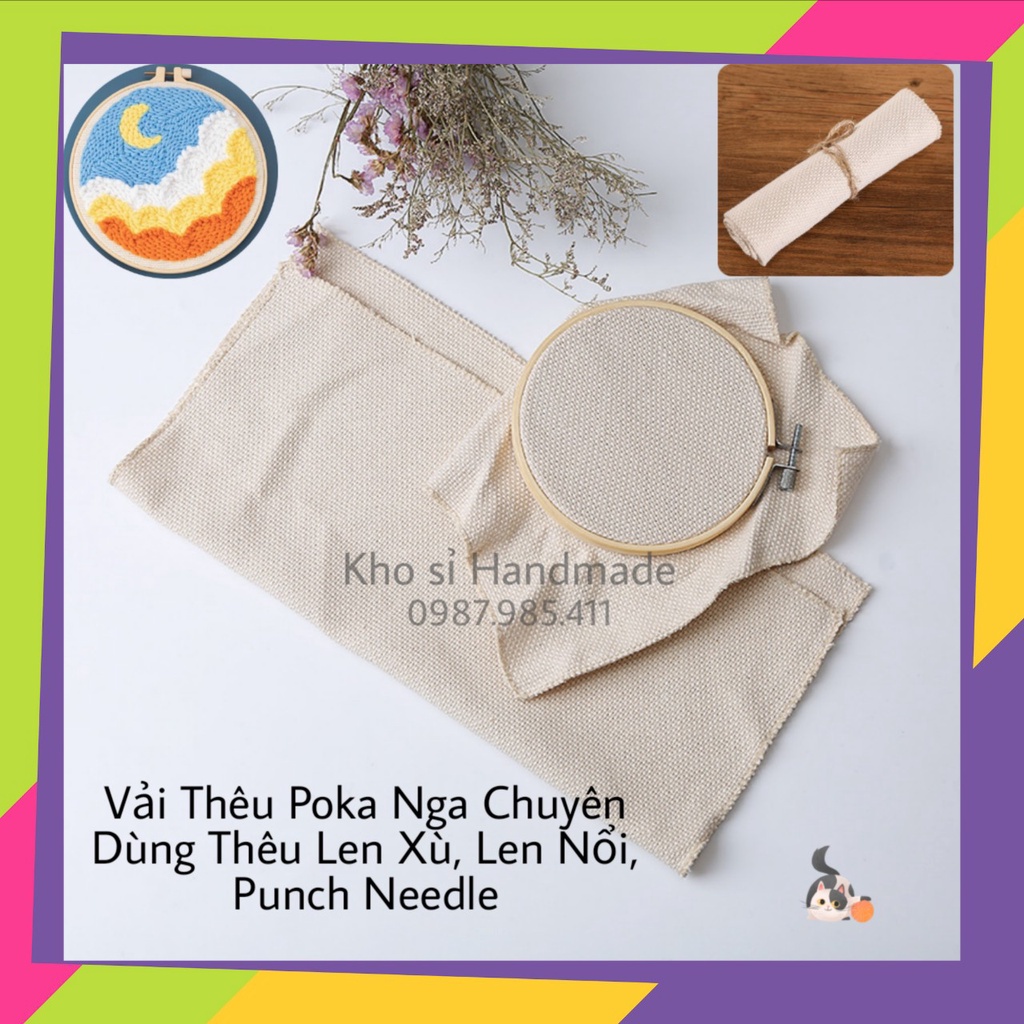 Vải Thêu Poke Nga chuyên dùng để thêu len xù, len nổi, punch needle