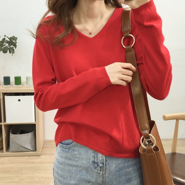 Áo Sweater Dệt Kim Tay Dài Màu Sắc Đơn Giản Dễ Phối Đồ Cho Nữ | BigBuy360 - bigbuy360.vn