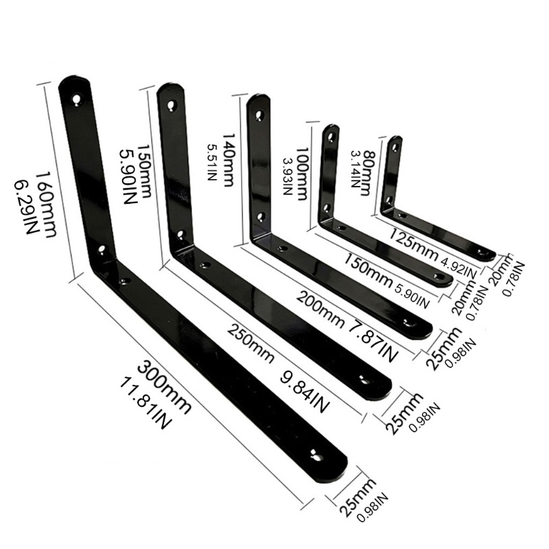 Set 2 Khung Chữ L Gắn Góc Tường Bằng Thép Không Gỉ
