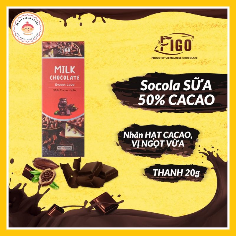 Kẹo socola sữa hạt cacao Nibs SIÊU NGON