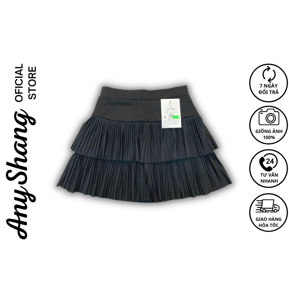 Chân váy tầng xòe ngắn xếp ly nhỏ cạp cao Anyshang chất Umi sexy và cuốn hút ANS995