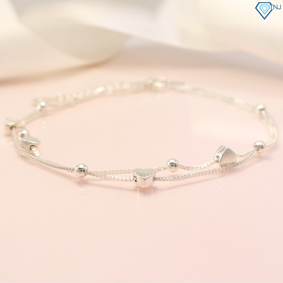 Lắc chân bạc nữ đẹp, giá rẻ dây kép hình trái tim LCN0030 - Trang Sức TNJ | BigBuy360 - bigbuy360.vn