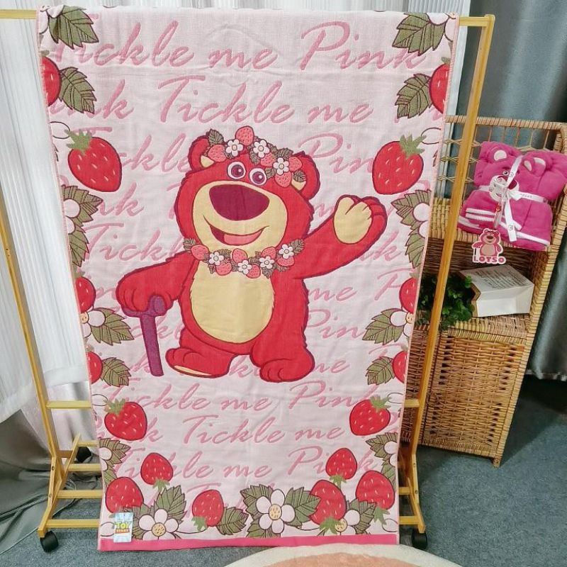 [Chính hãng Disney] Mền đắp cotton đa năng tiện dụng cao cấp hoạ tiết Gấu dâu