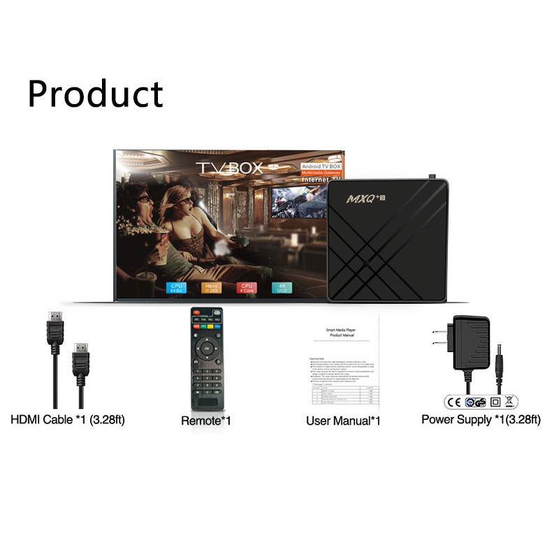 TV Box MXQ Plus RAM 4G bộ nhớ 32G chạy Android 9 biến TV thường thành SmartTV