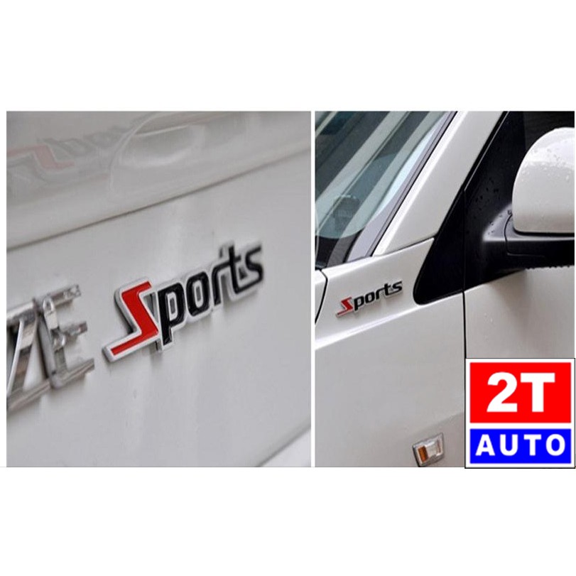 Tấm Logo kim loại SPORT thể thao chữ nổi sticker 3D trang trí cho ô tô xe hơi - MÀU ĐỎ ĐEN:   SKU:222-2