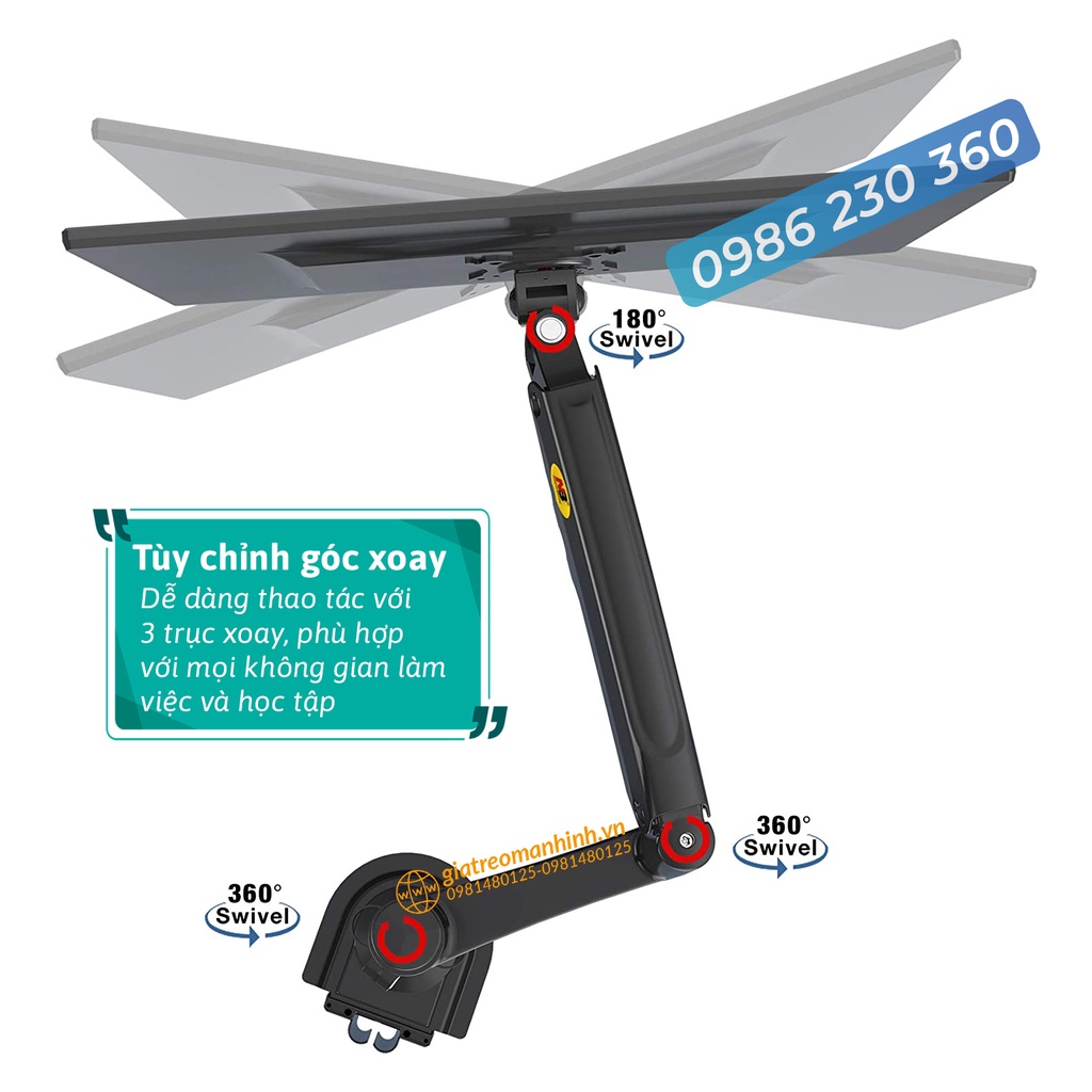 Giá Treo Màn Hình NB-H180 Hỗ Trợ Màn 22 -32 Inch - Tải Trọng 12Kg /1 Tay - Xoay Màn Hình 360 Độ