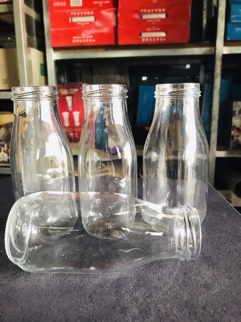 CHAI SỮA THUỶ TINH NẮP THIẾC 350ml đựng sữa/nước ép