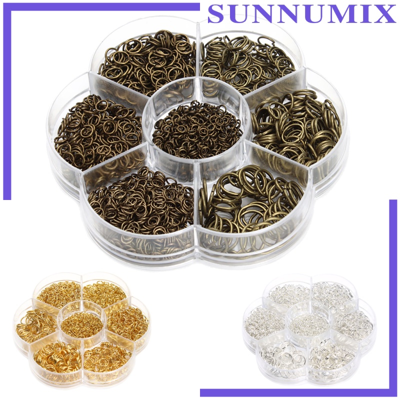 [SUNNIMIX]1 Box Assorted Iron Plated Jump Rings Unsoldered for Jewelry Making Bronze