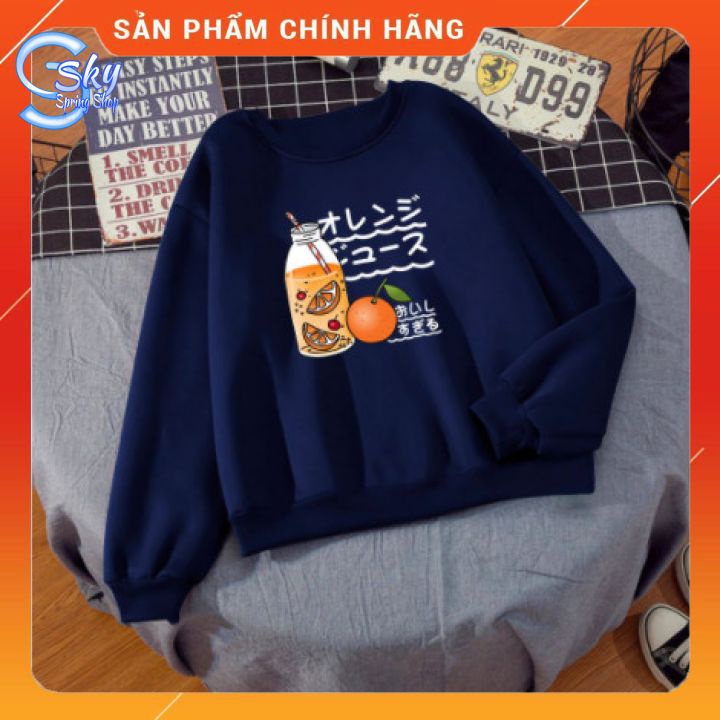 ÁO SWEATER UNISEX NAM NỮ  FORM RỘNG, CHẤT NỈ BÔNG DÀY DẶN CAO CẤP in HÌNH TRÀ CAM NHẬT SIÊU FASHION