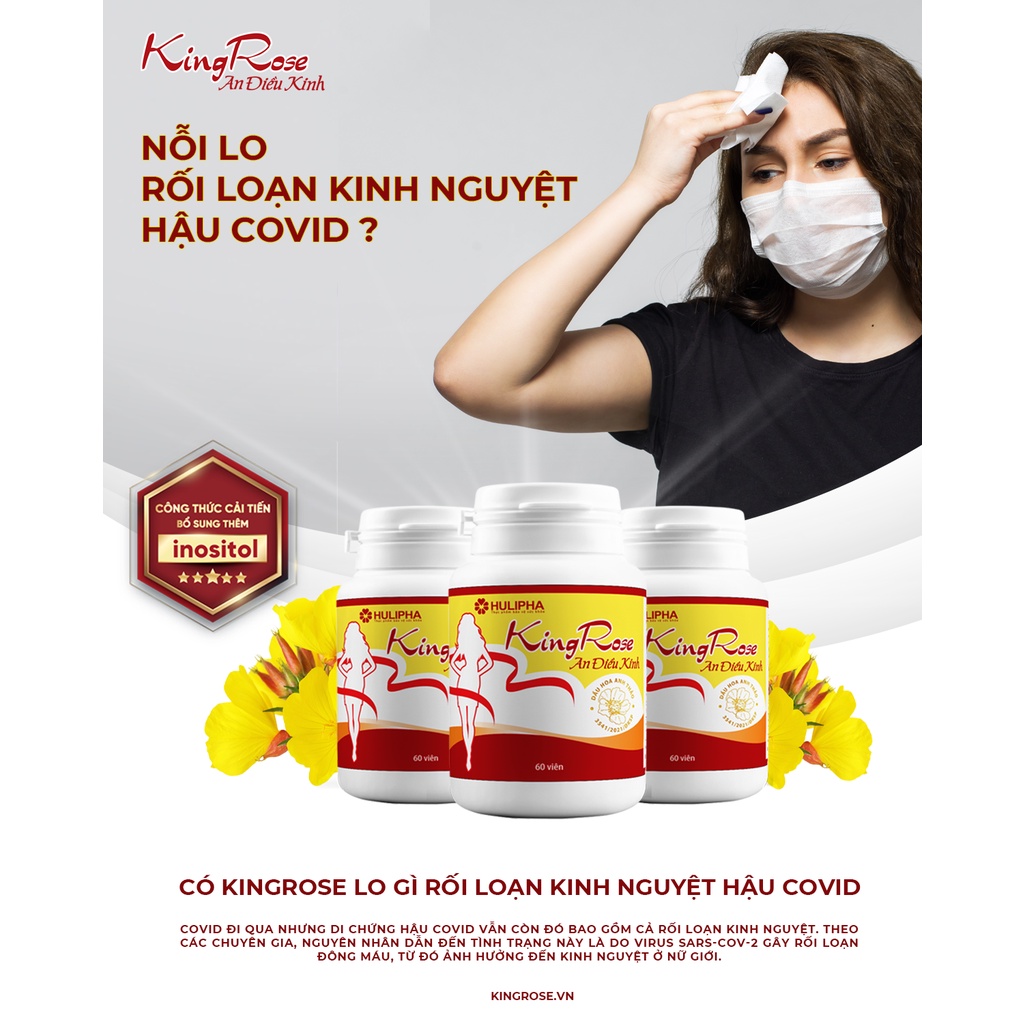 Viên Uống Kingrose An Điều Kinh HULIPHA Hỗ Trợ Điều Hòa Kinh Nguyêt, Hết Chậm Kinh Hộp 60 Viên