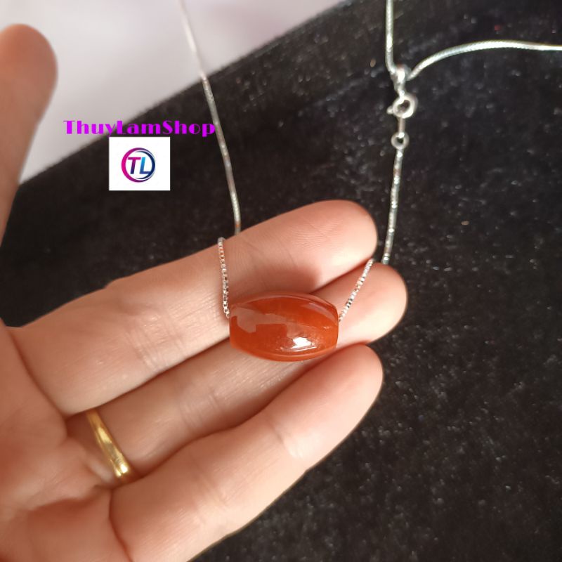 Vòng cổ dây chuyền bạc 925 mix lu thống đá đỏ may mắn đầu xuôi đuôi lọt