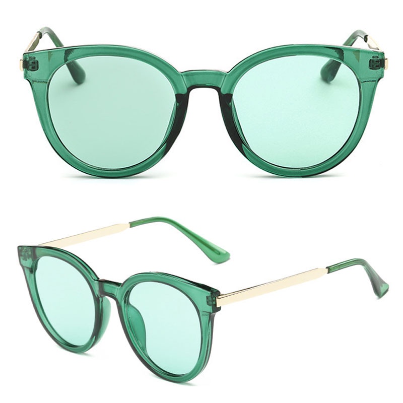 Kính Mát Mắt Mèo Oversize Gọng Kim Loại Phong Cách Retro Cho Nữ