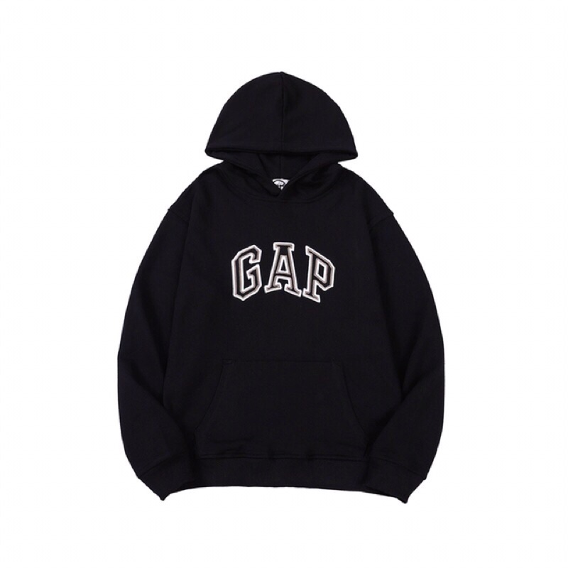 Áo khoác hoddie thêu chữ GAP dáng dài form rộng thời trang