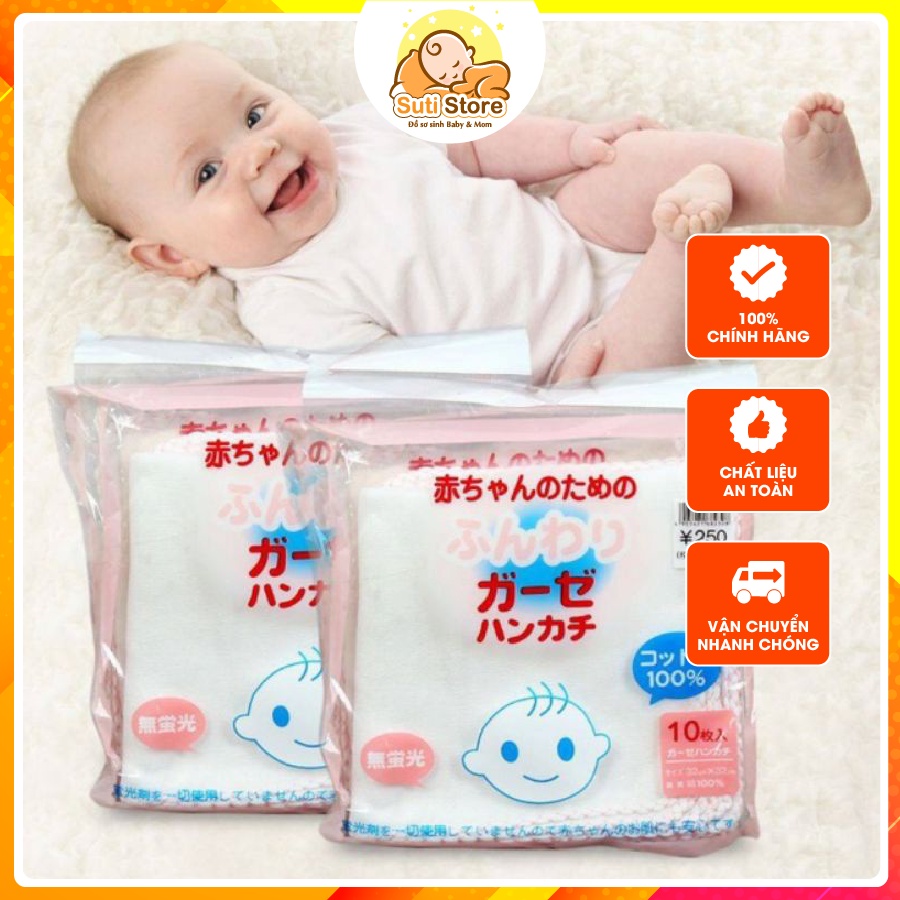 Set 10 khăn sữa xuất Nhật trắng cao cấp cho bé
