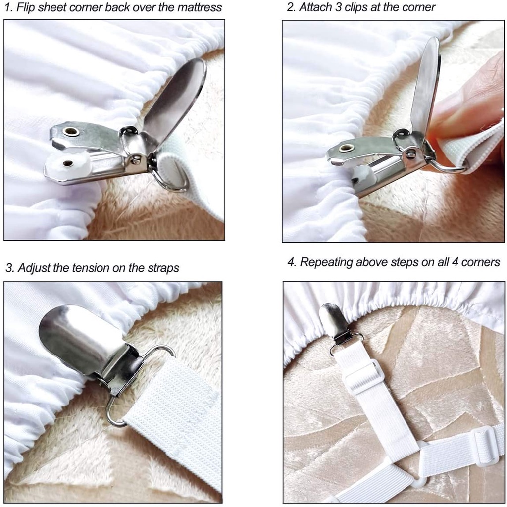 Bộ 4 Dây Cố Định Ga Trải Giường Co Giãn Hình Tam Giác