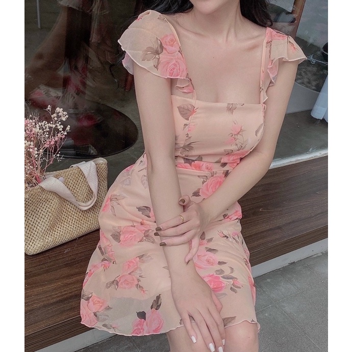 Hàng TK Đầm voan hoa 2 dây cánh tiên - đầm váy xoè ngắn dễ thương tiểu thư -thời trang đi chơi dạo phố dự tiệc nhẹ nhàng