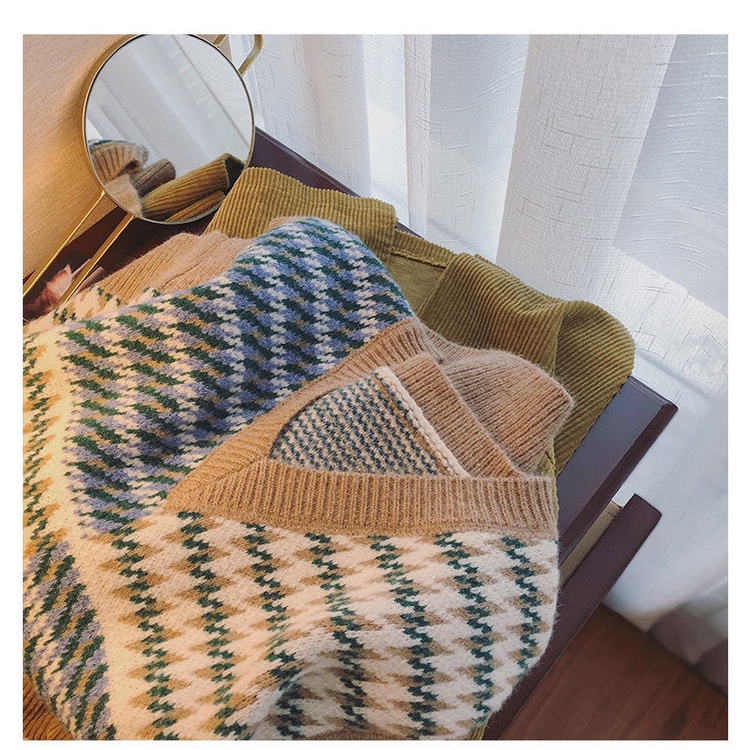 Áo Sweater không tay cổ chữ V dáng rộng thiết kế mới thời trang mùa xuân theo phong cách hàn quốc