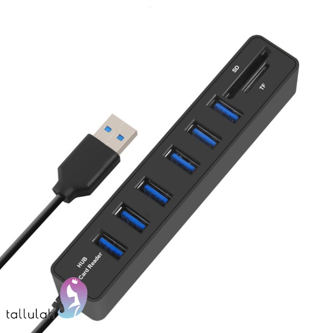 6-Port USB 2.0 Data Hub 2 In 1 SD/TF Multi USB Combo with 3ft Cable for Mac, PC, USB Flash Drives And Other Devices