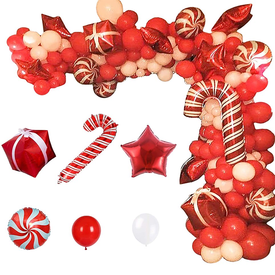 [Y]Set 142 Bong Bóng Nhôm Trang Trí Tiệc Giáng Sinh Bóng bay Giáng sinh Vòng hoa Kẹo Bóng bay Bữa tiệc Trang trí đám cưới Đồ dùng tiệc Tiết Cây Thông Noel Quả Bóng Xốp