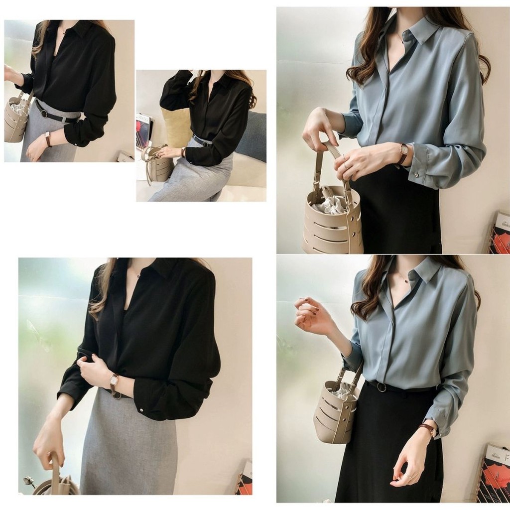 Áo Sơ Mi Nữ Lụa Cao Cấp 👚 áo sơ mi cổ đức, Phong Cách Hàn Quốc🌈 | BigBuy360 - bigbuy360.vn