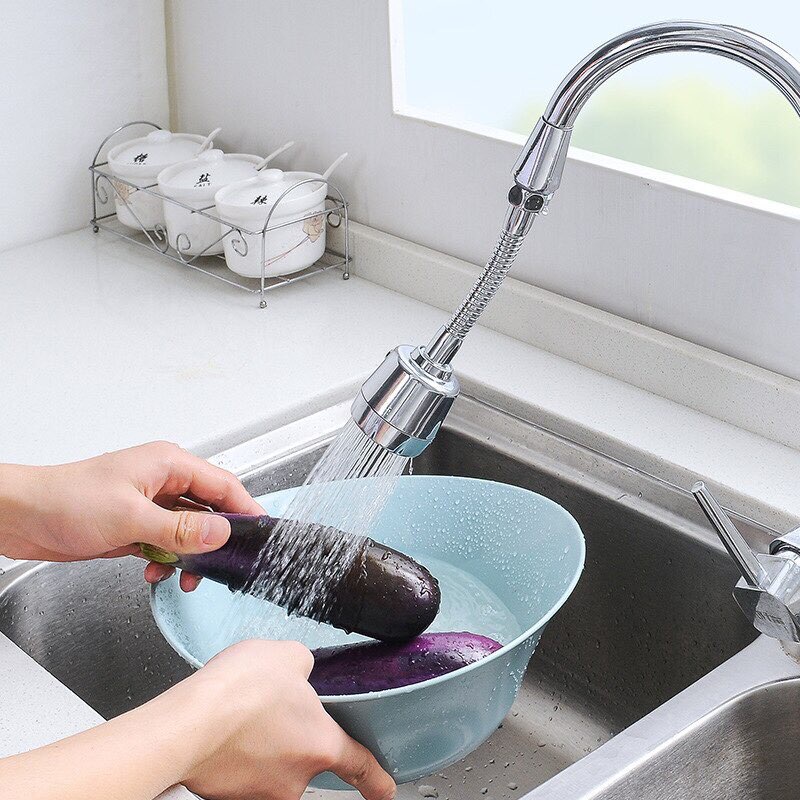 Đầu vòi rửa tăng áp 2 chế độ nước xoay 360 độ, có bộ lọc, tiết kiệm nước tiện lợi