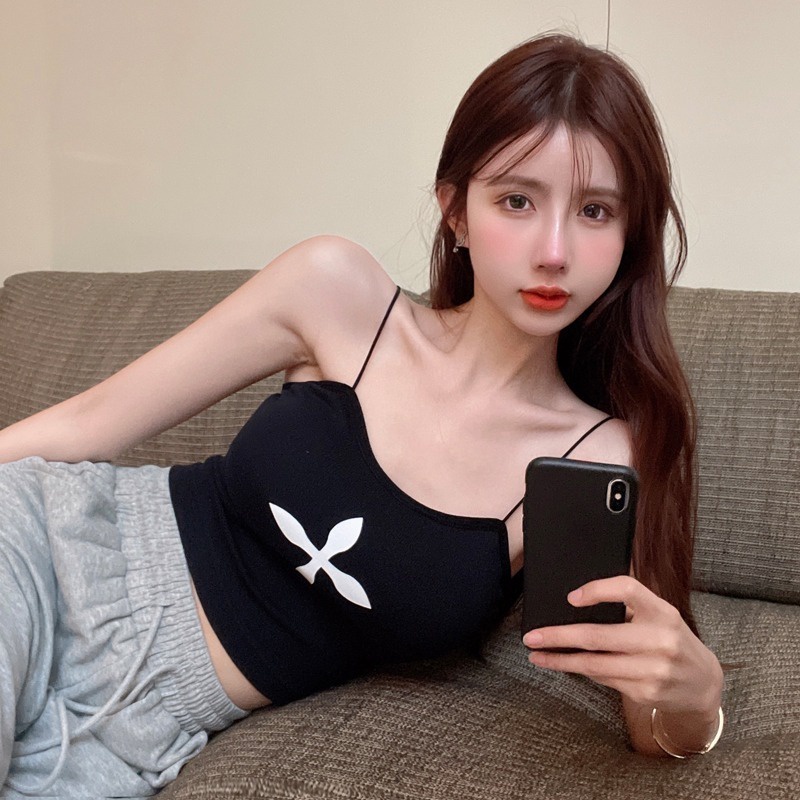 【ZHELIHANGFEI】 Áo Hai Dây Dệt Kim Quyến Rũ