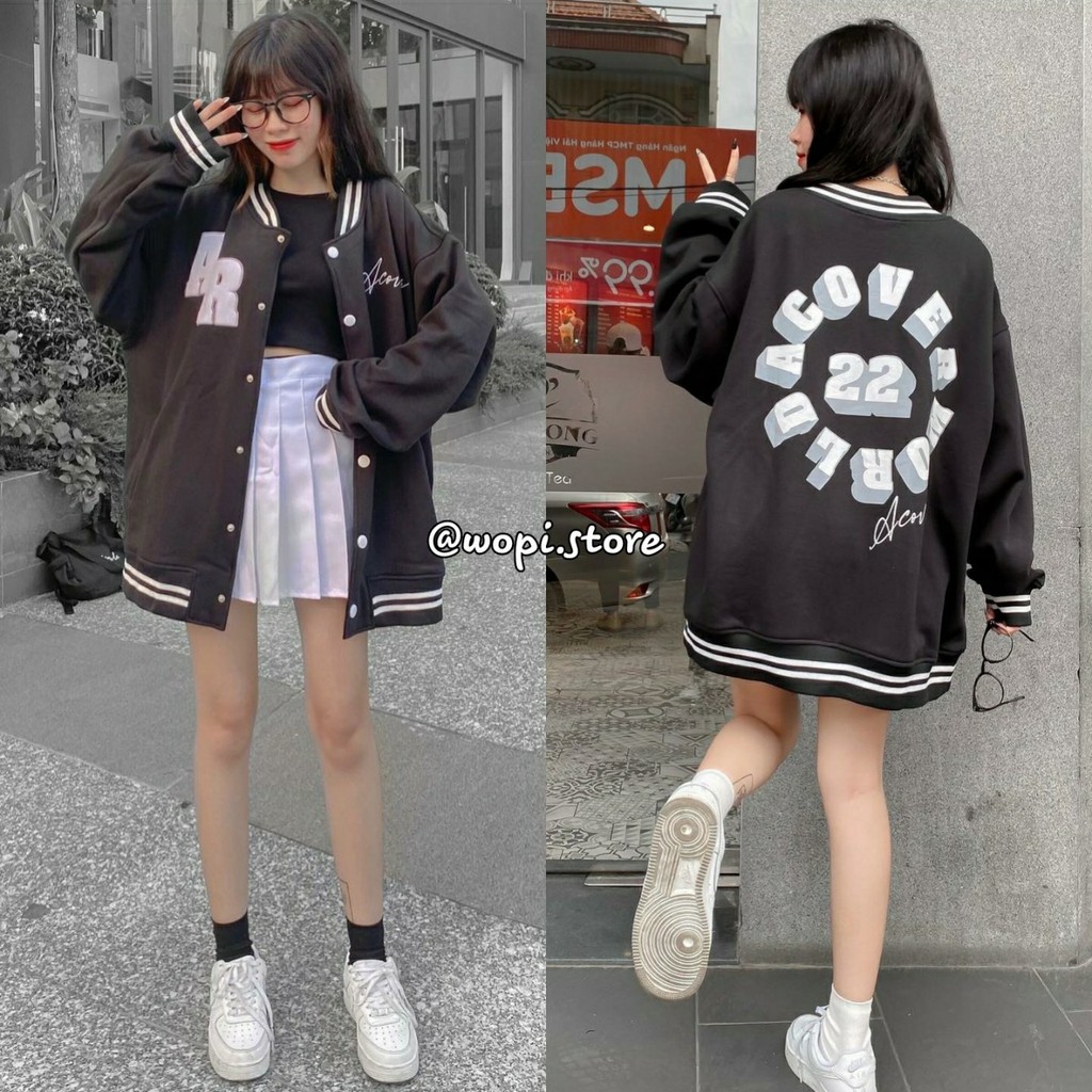 Áo Khoác Nỉ Bông BOMBER ACOVER Tay Dài Form Rộng Ulzzang Unisex