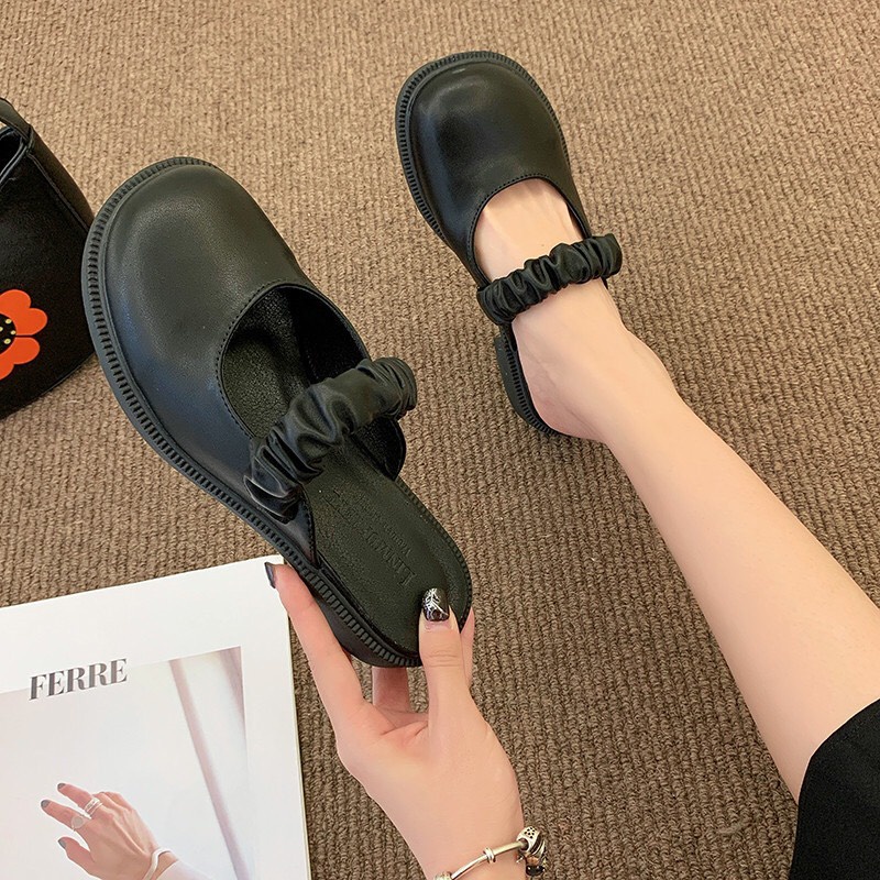 Sục Mary Jane nữ ulzzang đế bằng cao 3.5cm búp bê dáng Lolita cute quai cài ngang da mờ mới xinh đẹp mũi tròn hot