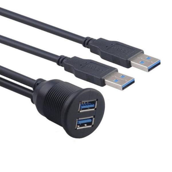 Dây Cáp Nối Dài 1m 2 Cổng Usb 3.0 Cho Xe Hơi