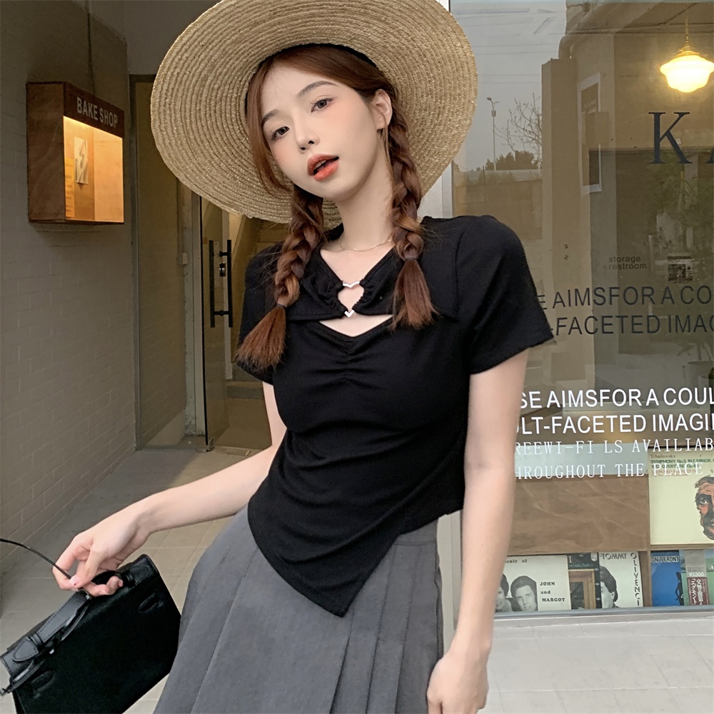 Áo Thun Tay Ngắn Dáng Rộng Thiết Kế Độc Đáo Phong Cách Hàn Quốc Thời Trang Cho Nữ