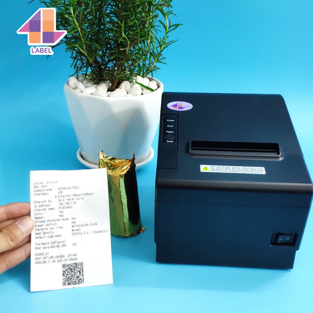 Máy in bill qua điện thoại K80 USB/LAN,in giấy in bill có keo, đơn livestream TPOS,chotdon, Sapo, KiotViet, Sổ bán hàng