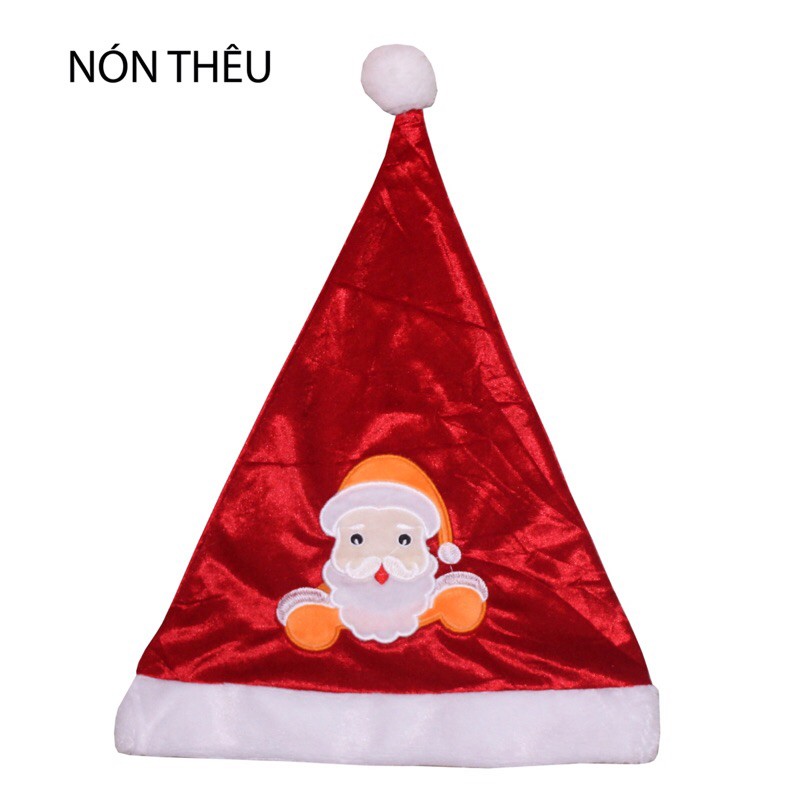 Nón Noel thêu hình xinh xắn cho bé