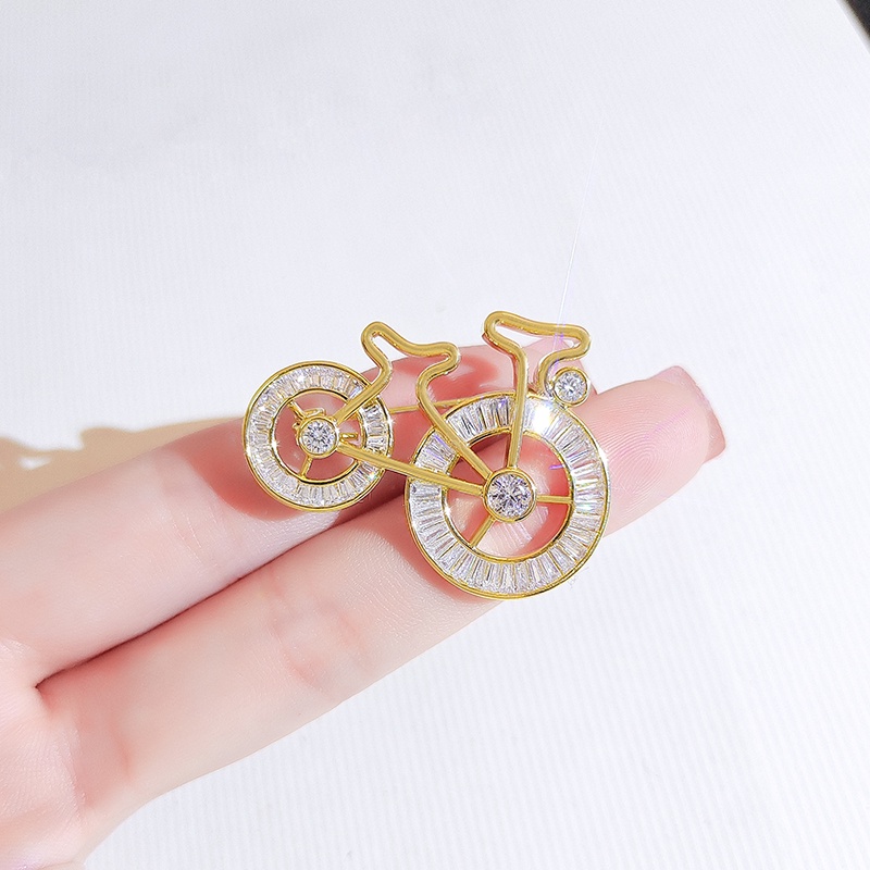 [Jiudolan] Ghim Cài Áo Hình Xe Đạp Đính Đá Zircon Lấp Lánh Cao Cấp Phong Cách Hàn Quốc Sang Trọng Dành Cho Nữ