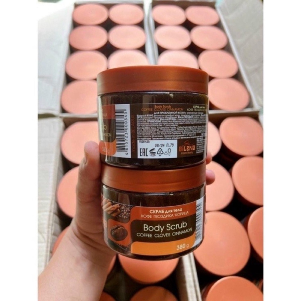 Tẩy da chết body Minhchaustore Tẩy Da Chết Quế Hồi Cà Phê Bilena Nga 380g loại bỏ da chết giúp da trắng sáng, mịn màng