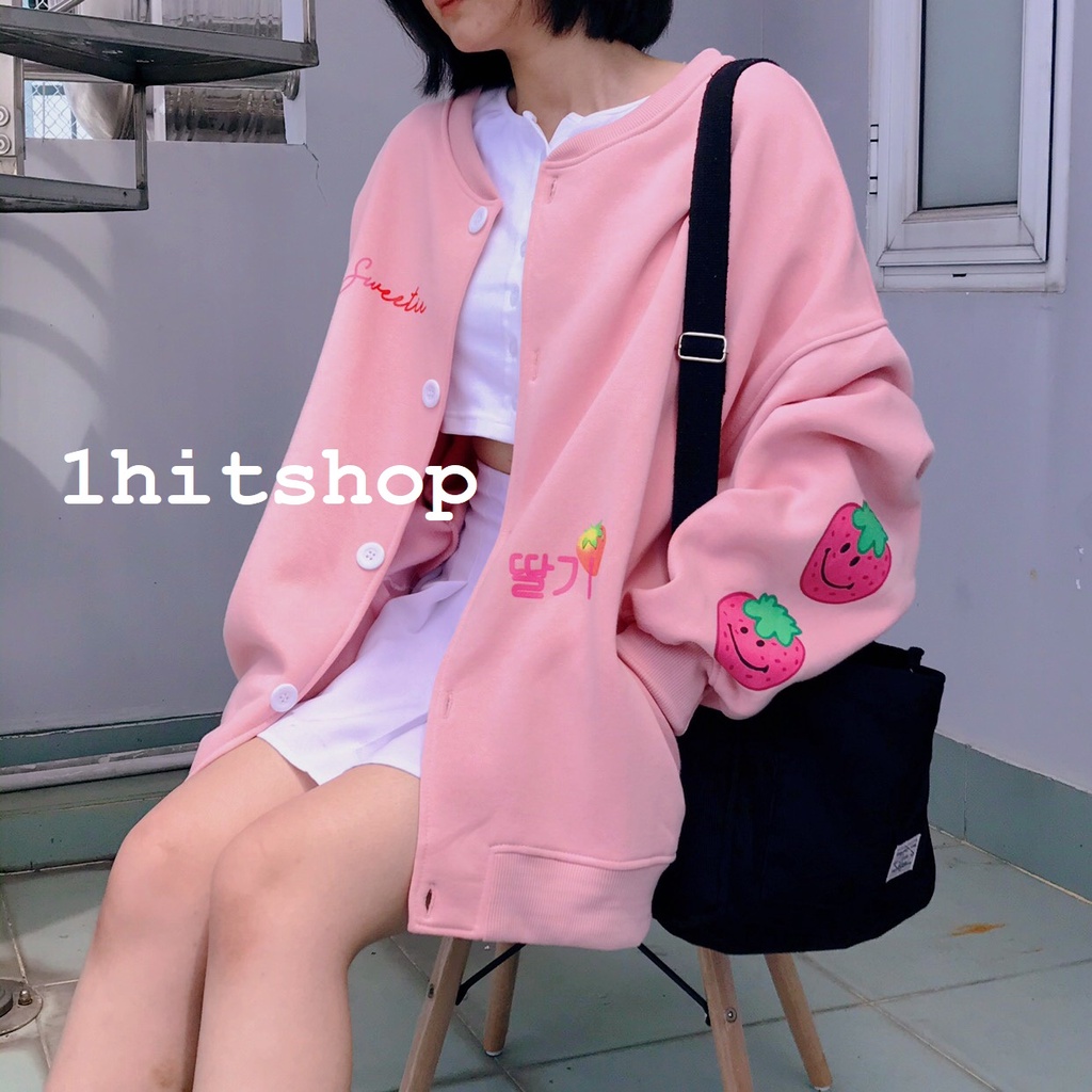 Áo Cardigan TRÁI DÂU CUTE Ulzzang Unisex 1hitshop