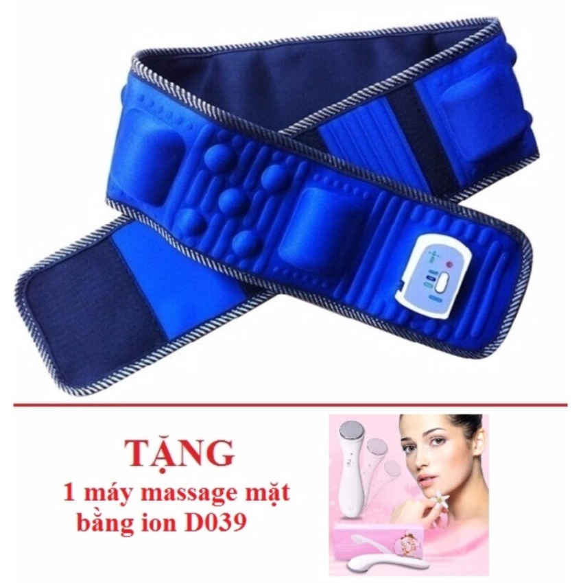 Đai massage tan mỡ bụng Vibroaction X5 (Xanh) + Tặng 1 Máy massage mặt DS-039 bằng ion