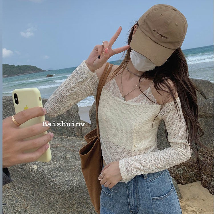 Áo Kiểu Tay Dài Trễ Vai Phối Ren Thời Trang Cho Nữ | BigBuy360 - bigbuy360.vn