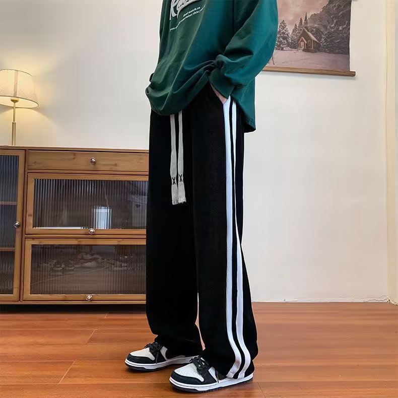 Nhật Bản ​Quần Dài Thể Thao Phối Sọc Hai Bên Dáng Rộng Thời Trang Chất Lượng Cao Cho Nam Size M-2XL