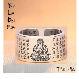 Nhẫn mạ bạc Đại Nhật Như Lai - Phật bản mệnh người tuổi Mùi, Thân - NN135f
